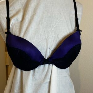 Smart & Sexy Deep Purple and Black Lace Push-Up Bra